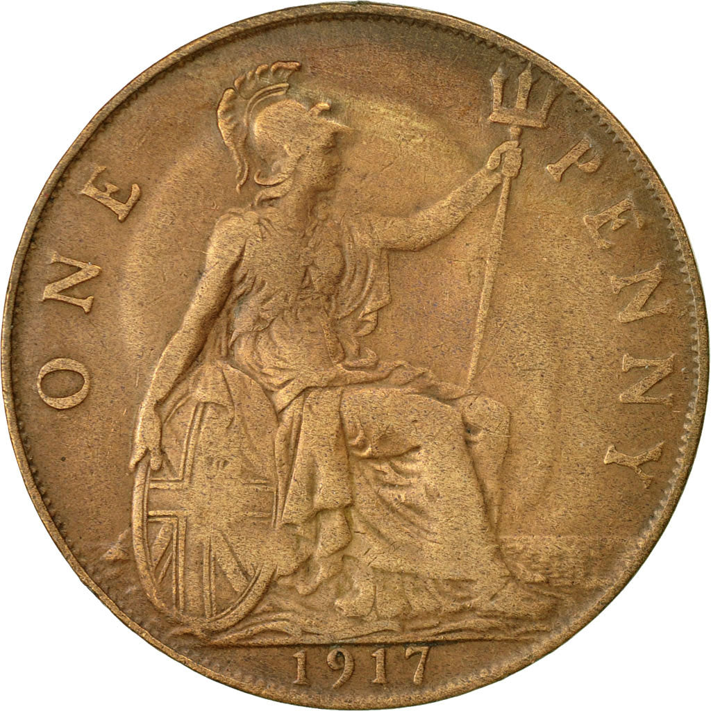 Coin, Great Britain, George V, Penny, 1917, VF(20-25), Bronze, KM:810