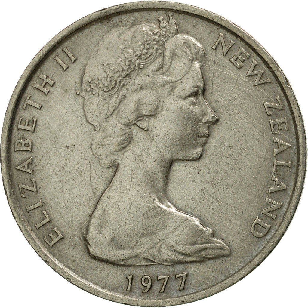 Coin, New Zealand, Elizabeth II, 10 Cents, 1977, EF(40-45), Copper-nickel
