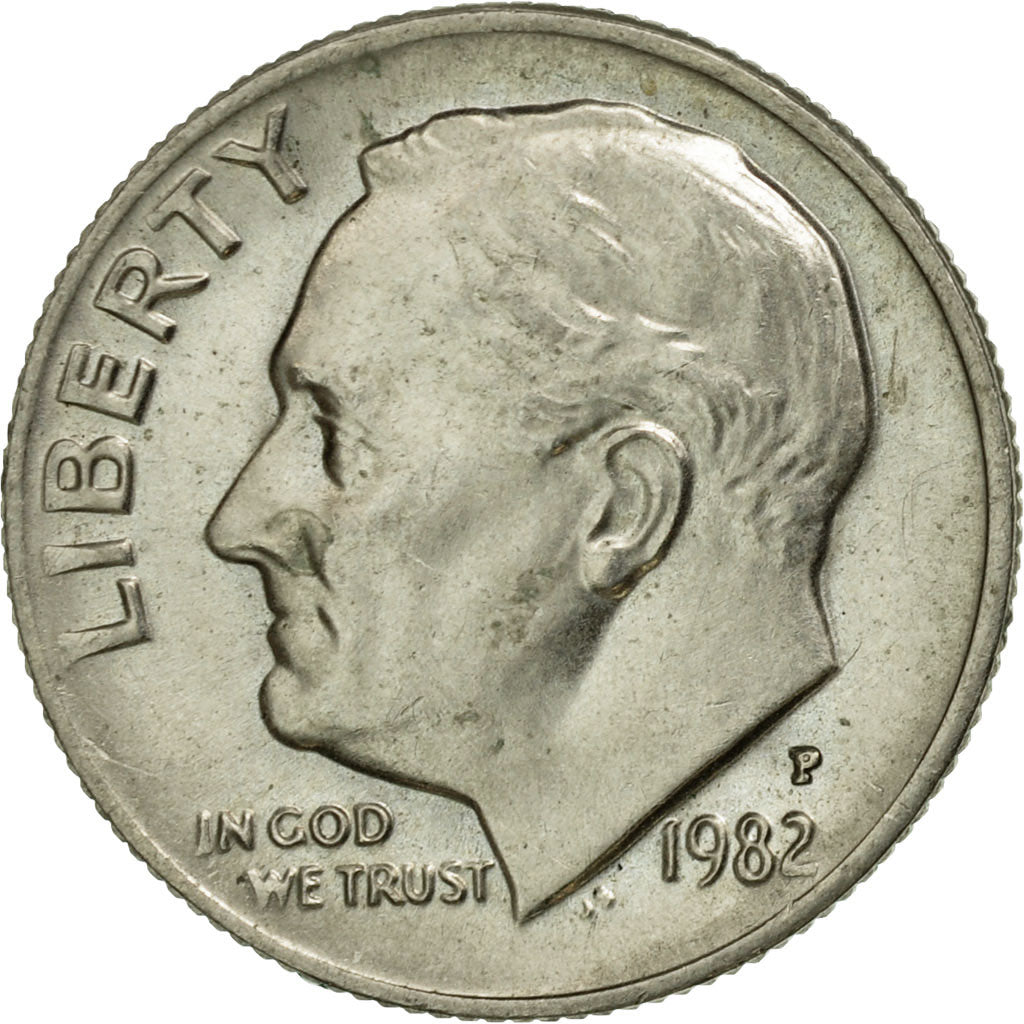 Coin, United States, Roosevelt Dime, Dime, 1982, U.S. Mint, Philadelphia