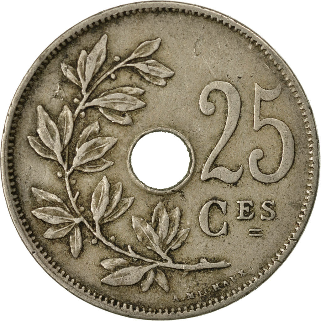 Coin, Belgium, 25 Centimes, 1913, EF(40-45), Copper-nickel, KM:68.1