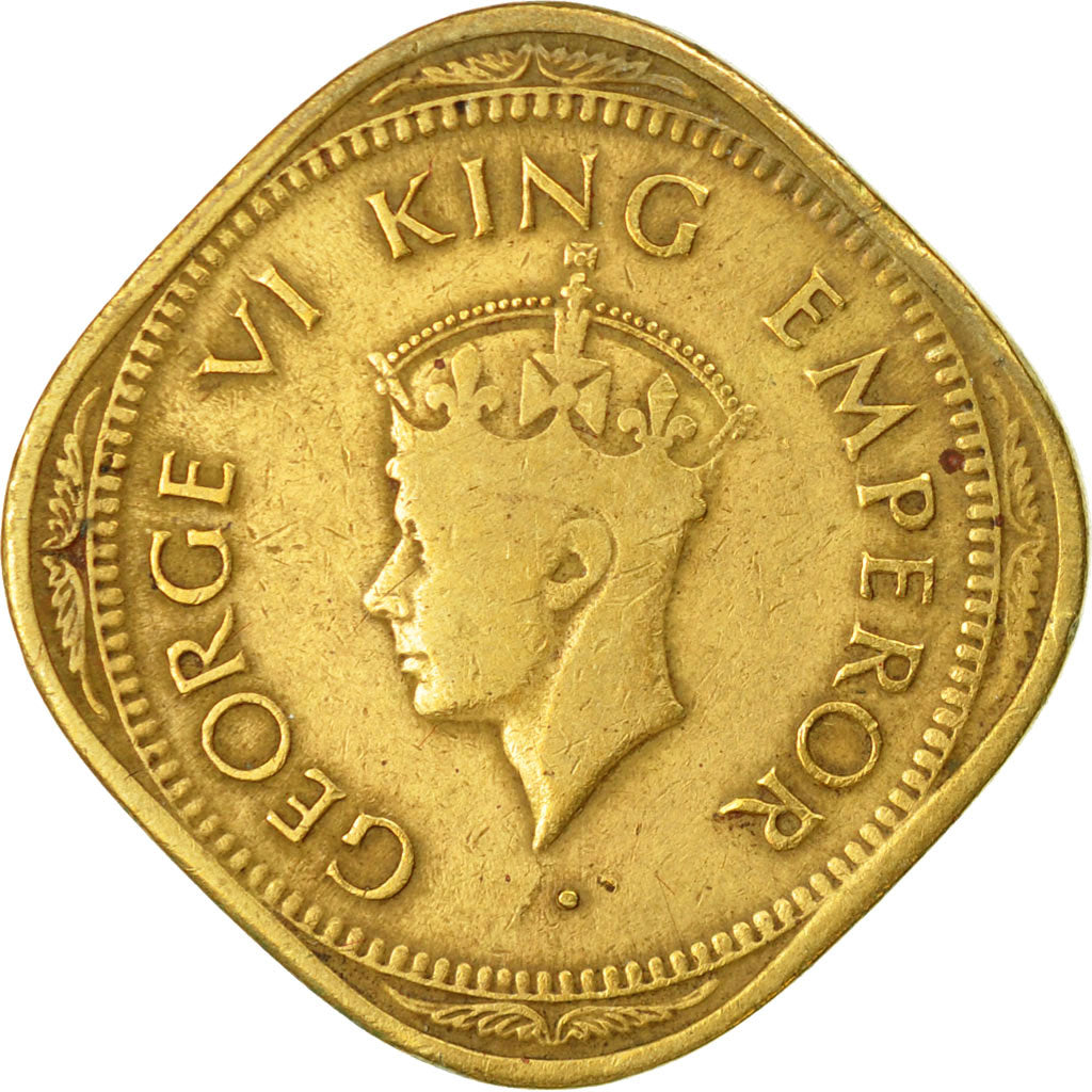 Moneta, INDIA - BRITANNICA, George VI, 2 Annas, 1944, BB, Nichel-ottone, KM:541a