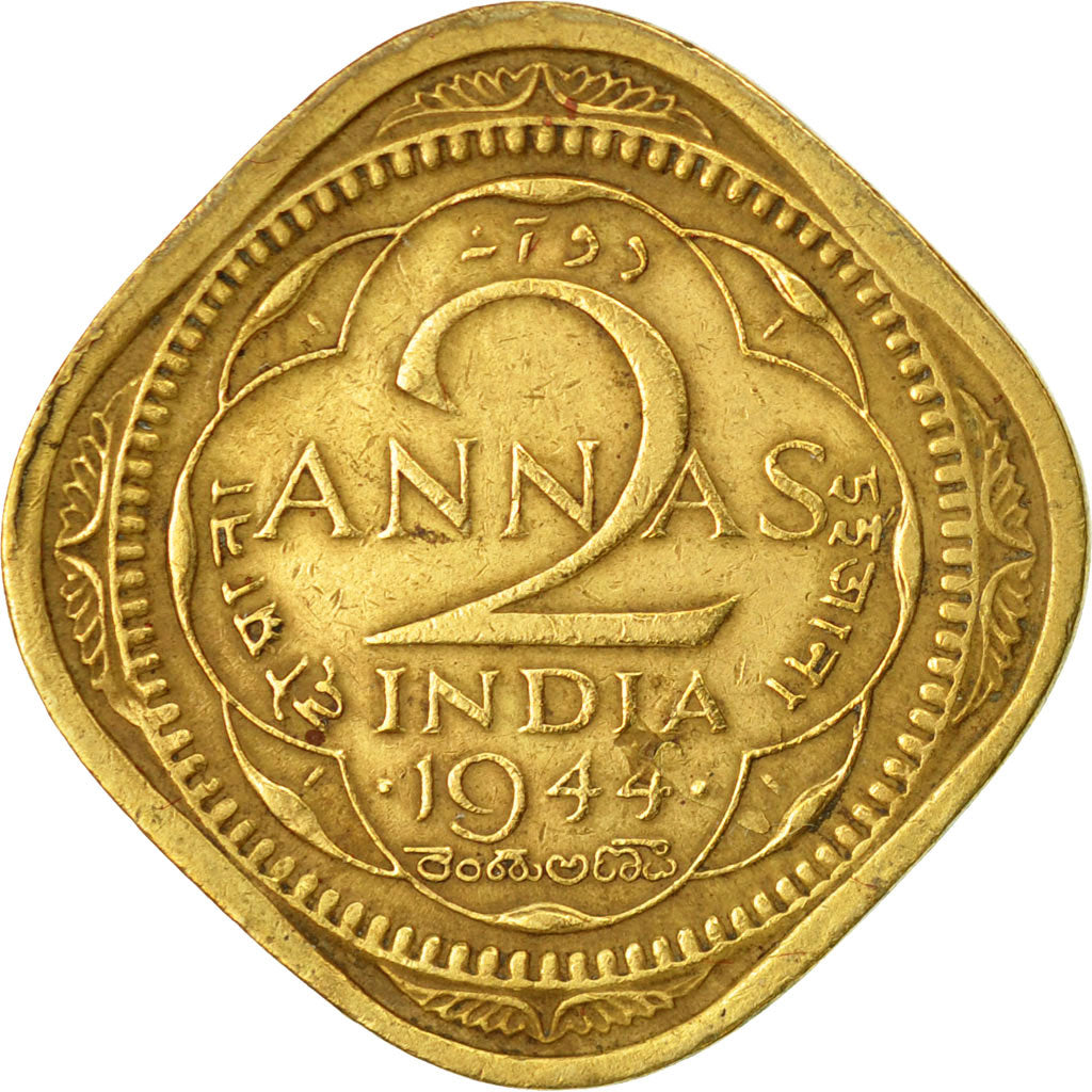 Moneta, INDIA - BRITANNICA, George VI, 2 Annas, 1944, BB, Nichel-ottone, KM:541a