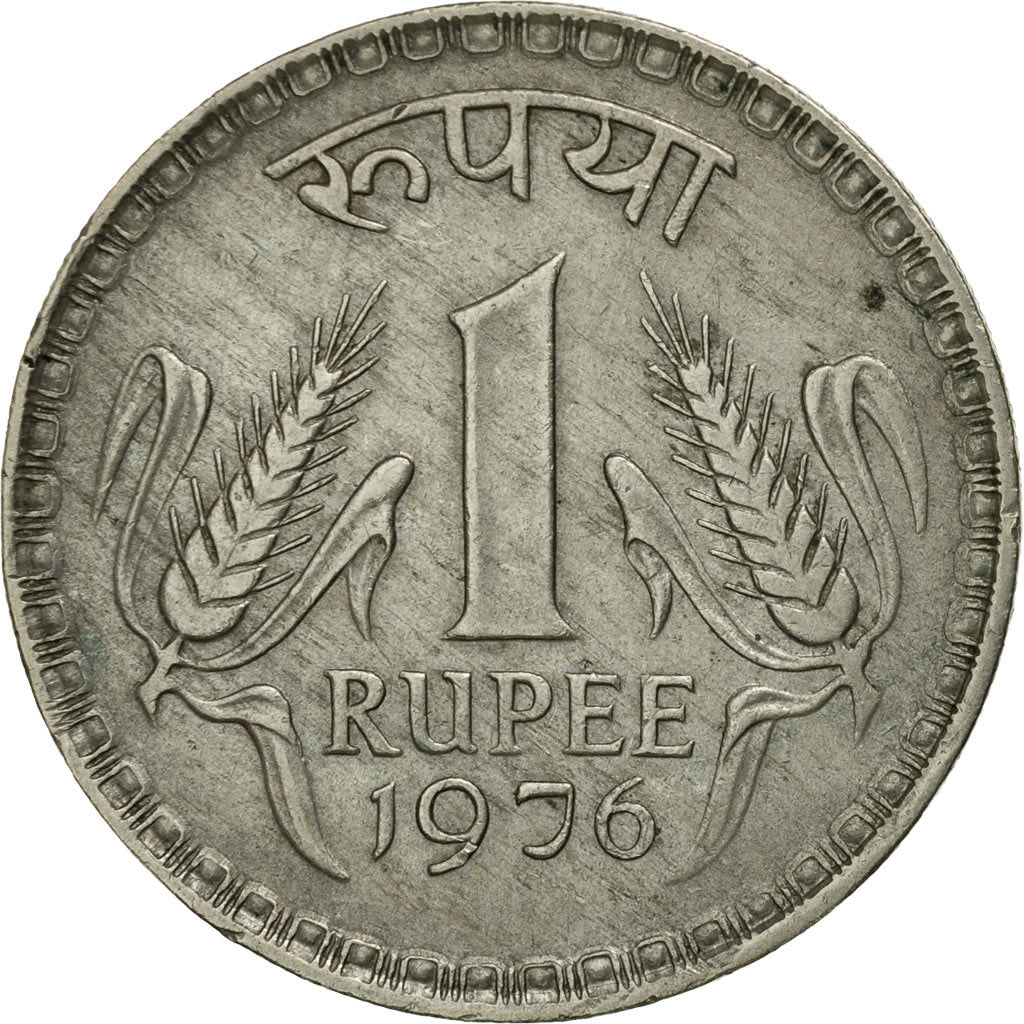 Coin, INDIA-REPUBLIC, Rupee, 1976, EF(40-45), Copper-nickel, KM:78.1