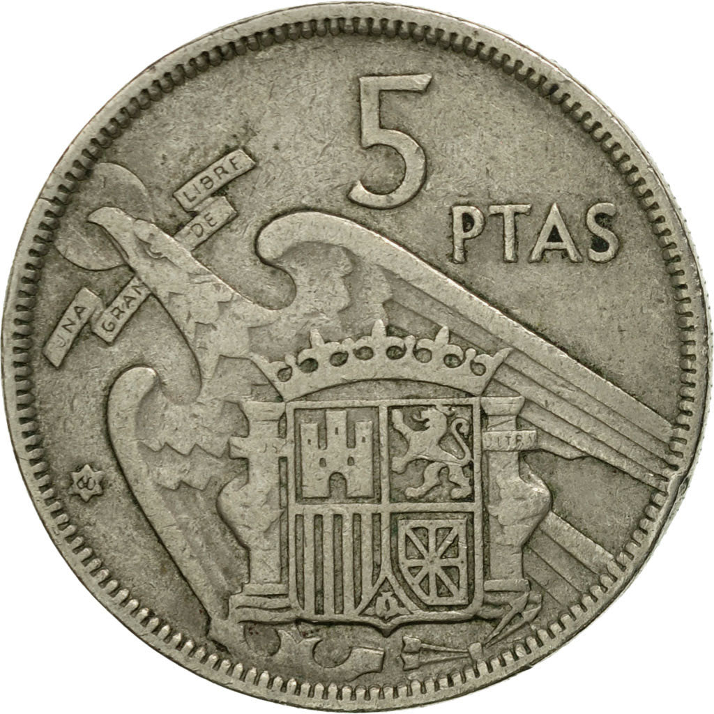 Moneta, Hiszpania, Caudillo and regent, 5 Pesetas, 1960, VF(30-35)