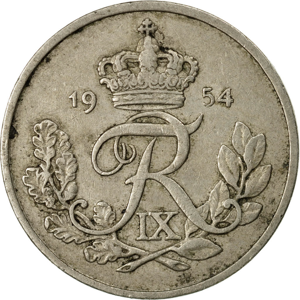 Coin, Denmark, Frederik IX, 25 Öre, 1954, Copenhagen, VF(30-35), Copper-nickel