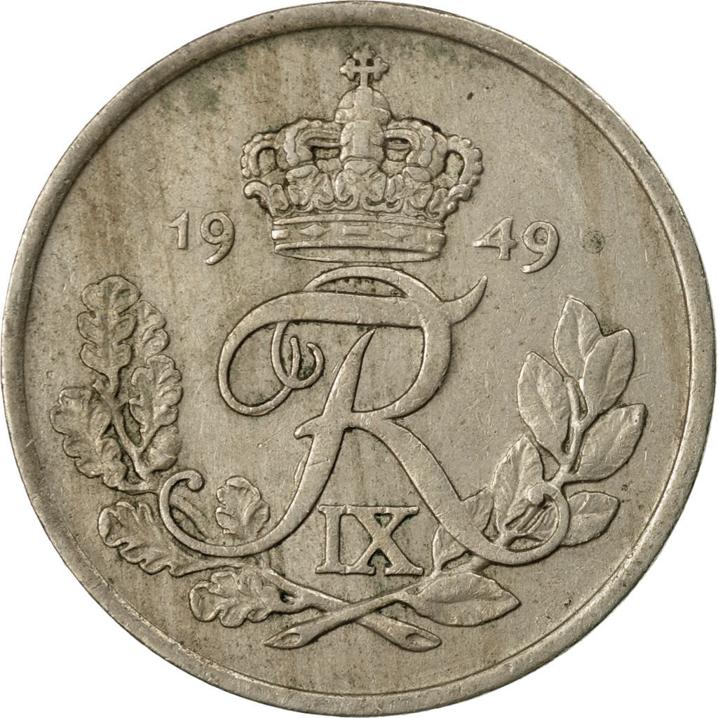 Coin, Denmark, Frederik IX, 25 Öre, 1949, Copenhagen, EF(40-45), Copper-nickel