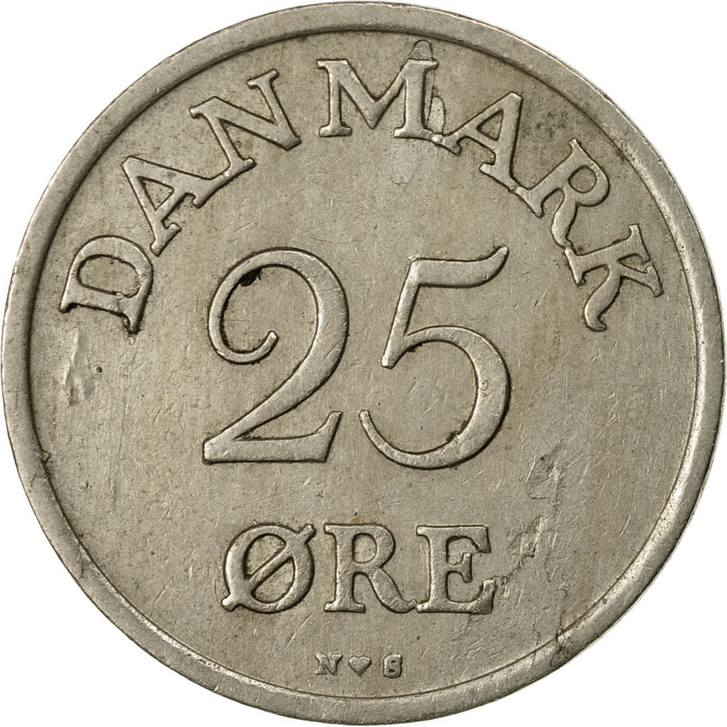 Coin, Denmark, Frederik IX, 25 Öre, 1949, Copenhagen, EF(40-45), Copper-nickel