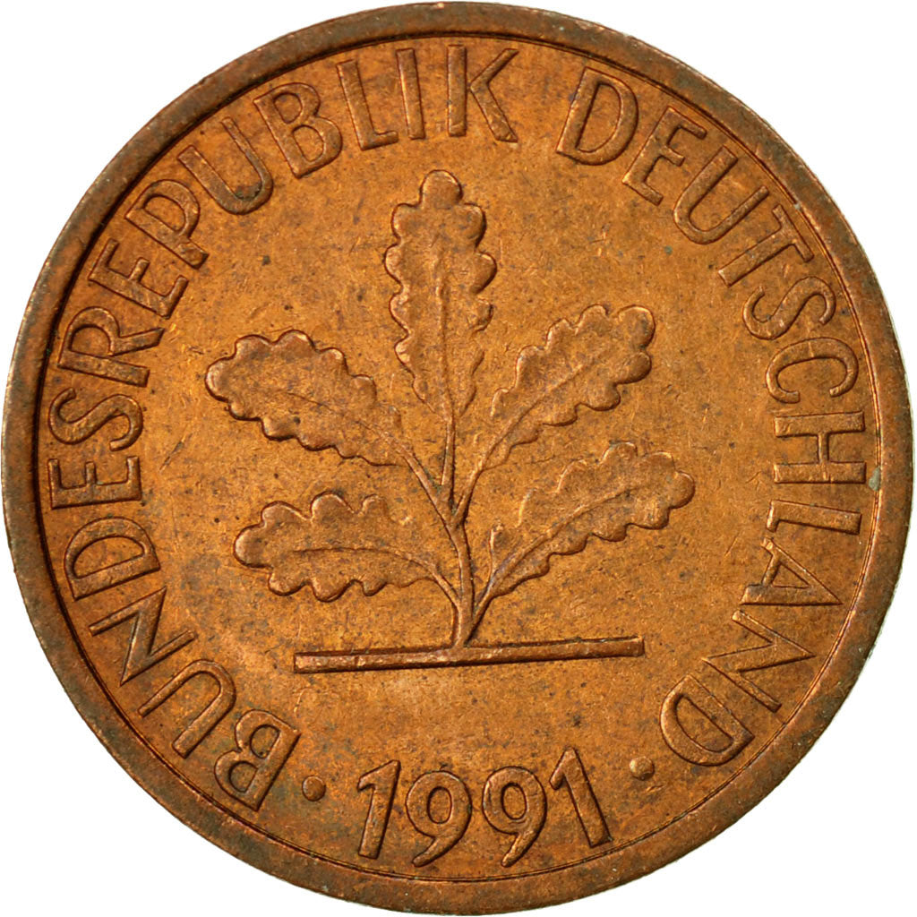 Moneta, GERMANIA - REPUBBLICA FEDERALE, Pfennig, 1991, Hambourg, MB, Acciaio