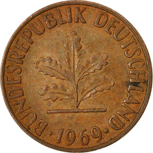 Moneta, GERMANIA - REPUBBLICA FEDERALE, Pfennig, 1969, Hambourg, MB+, Acciaio