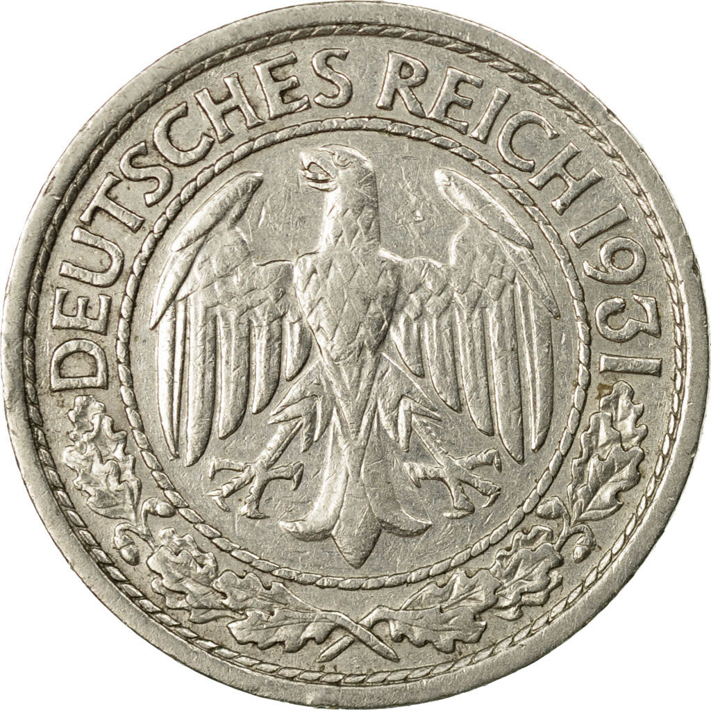 Moneta, GERMANIA, REPUBBLICA DI WEIMAR, 50 Reichspfennig, 1931, Berlin, BB