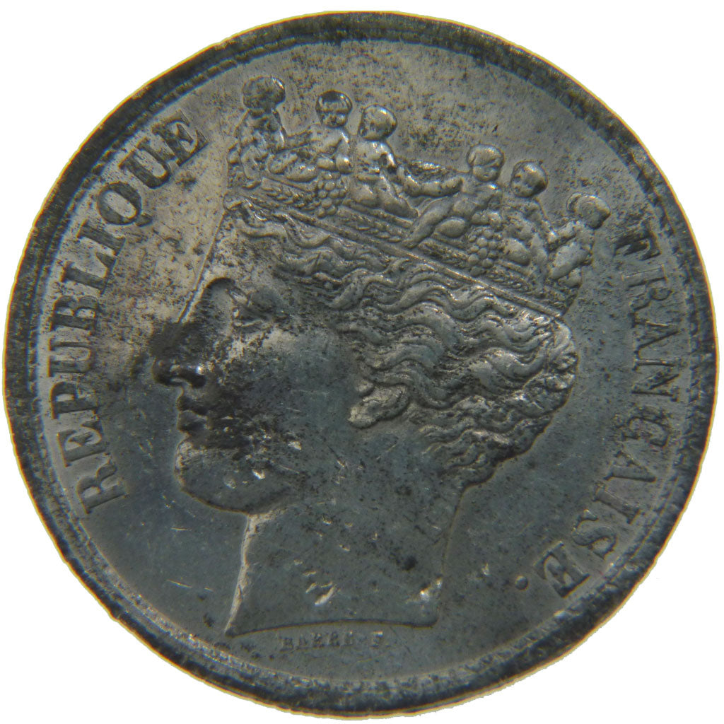 FRANCE, 10 Centimes, 1848, EF(40-45), Pewter, Gadoury #218, 8.00