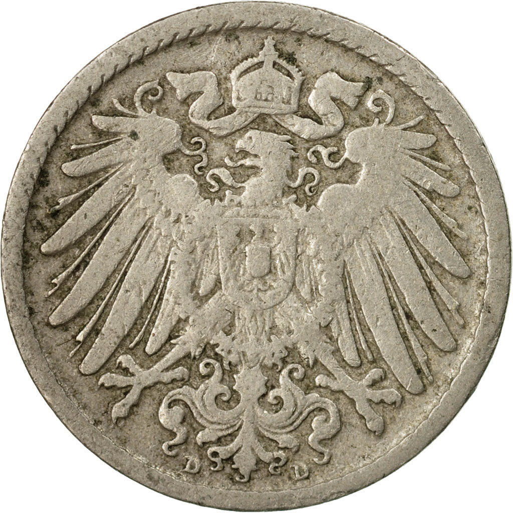 Monnaie, GERMANY - EMPIRE, Wilhelm II, 5 Pfennig, 1892, Munich, TB
