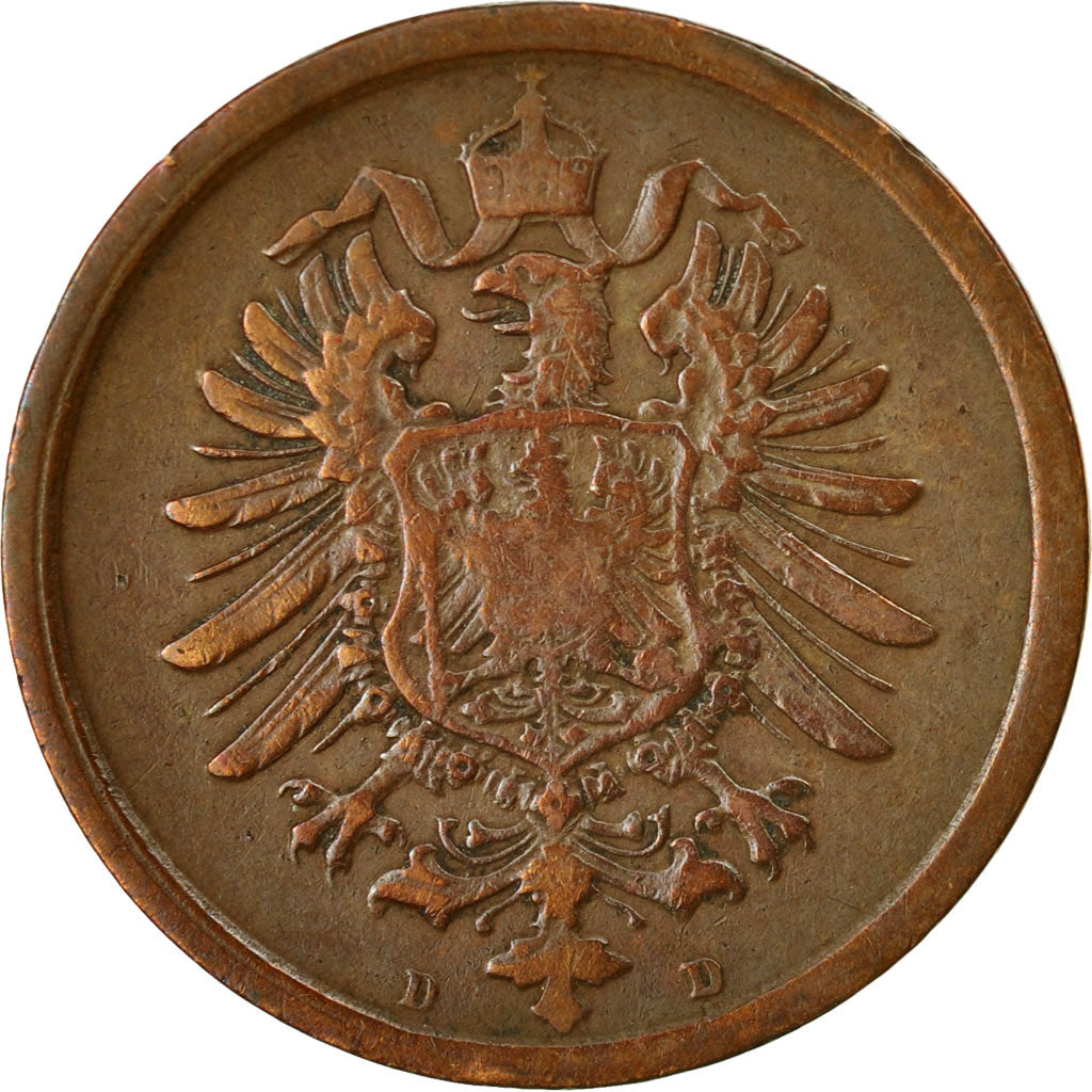 Coin, GERMANY - EMPIRE, Wilhelm I, 2 Pfennig, 1876, Munich, AU(50-53), Copper