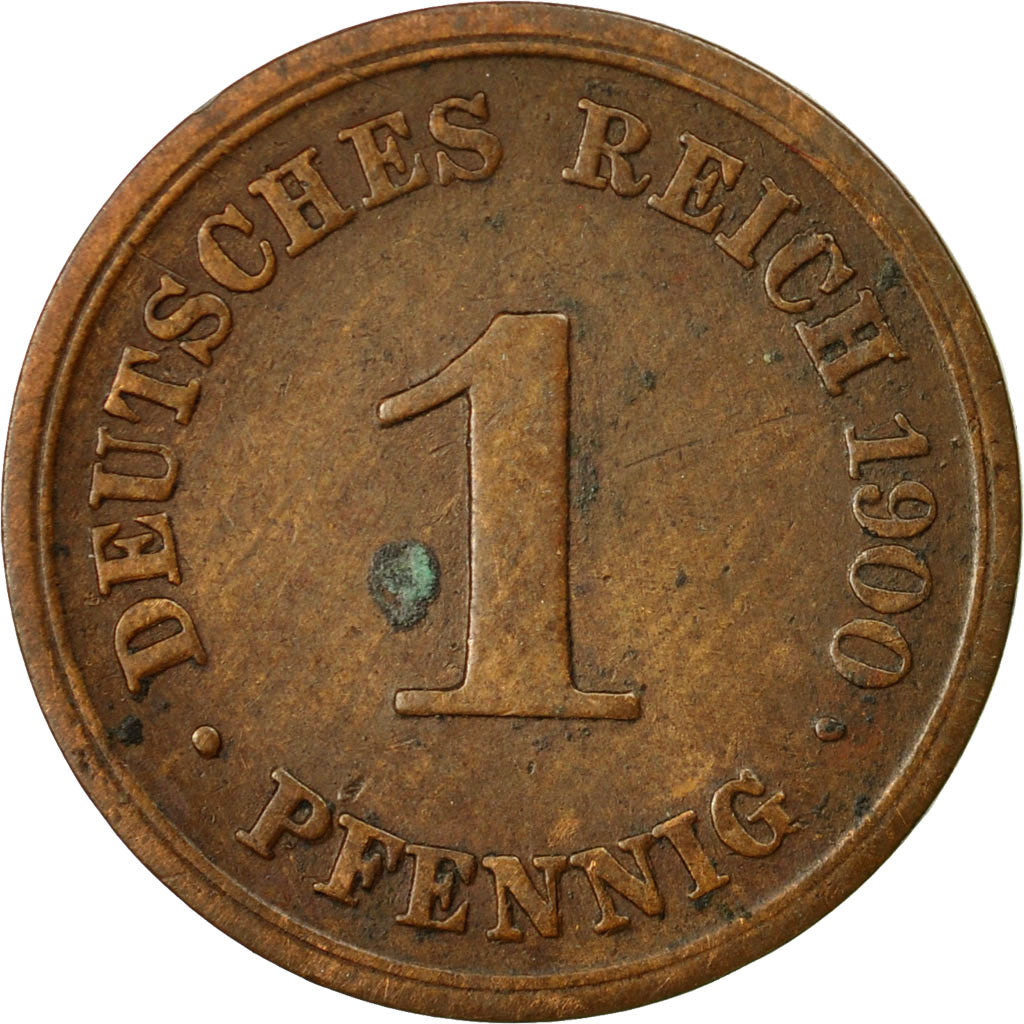 Moneda, ALEMANIA - IMPERIO, Wilhelm II, Pfennig, 1900, Stuttgart, MBC, Cobre