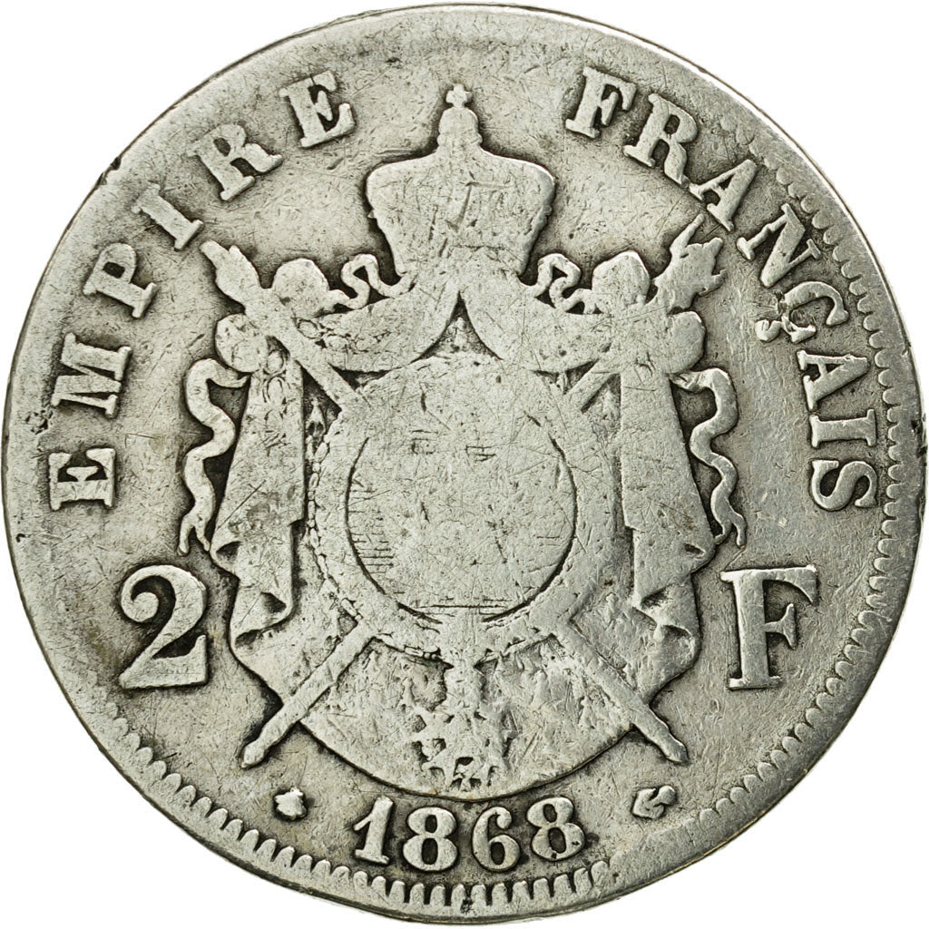 Coin, France, Napoleon III, Napoléon III, 2 Francs, 1868, Paris, VF(20-25)