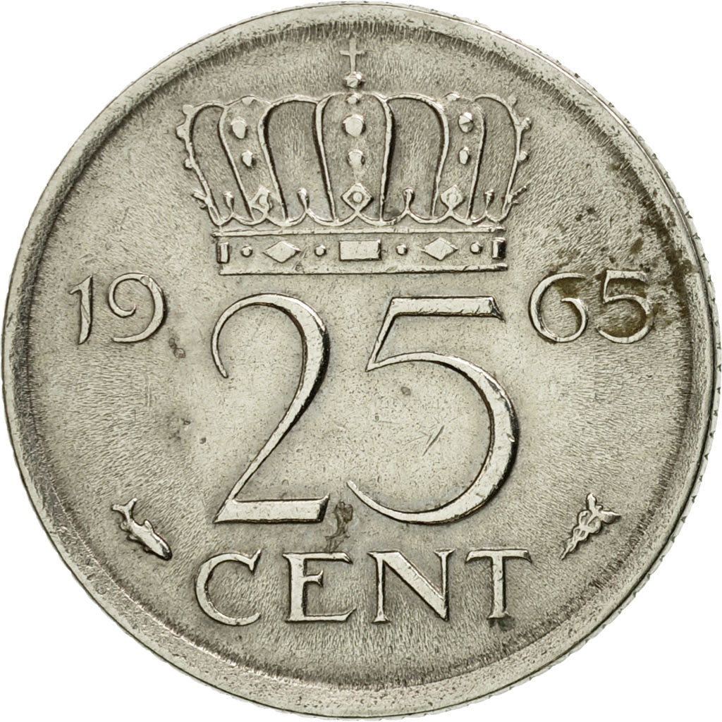 Münze, Niederlande, Juliana, 25 Cents, 1965, S+, Nickel, KM:183
