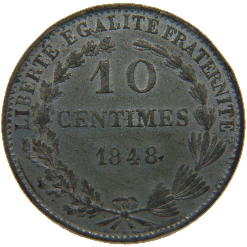 Coin, France, 10 Centimes, 1848, MS(60-62), Pewter, Gadoury:233