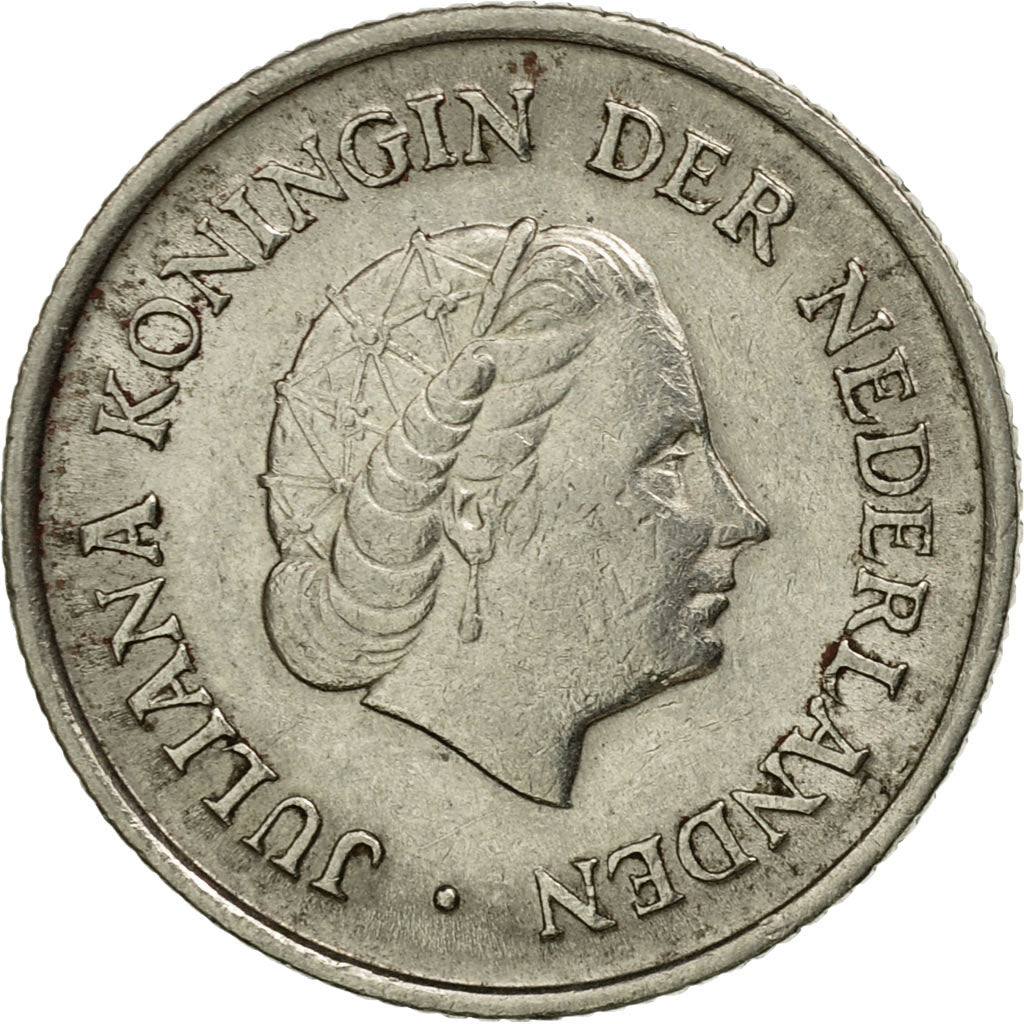 Coin, Netherlands, Juliana, 25 Cents, 1961, VF(20-25), Nickel, KM:183