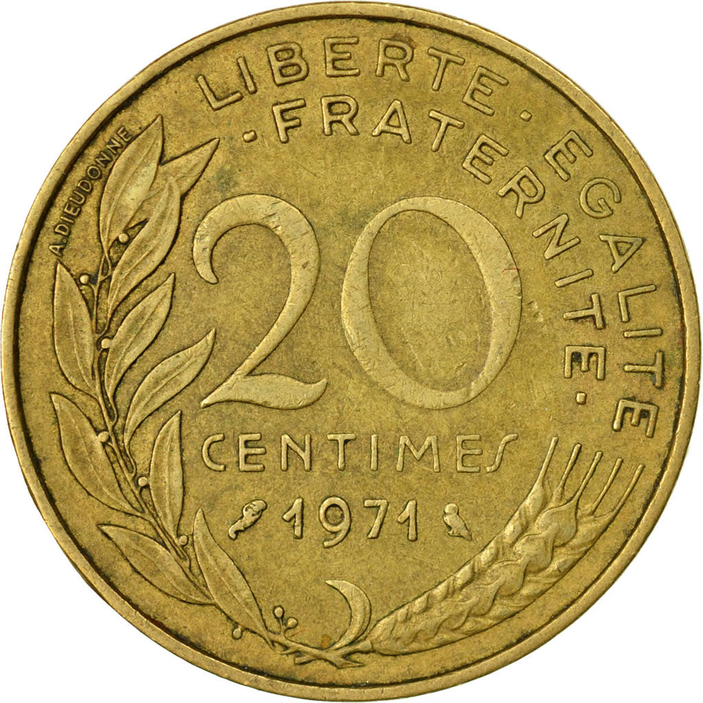 Coin, France, Marianne, 20 Centimes, 1971, Paris, VF(30-35), Aluminum-Bronze