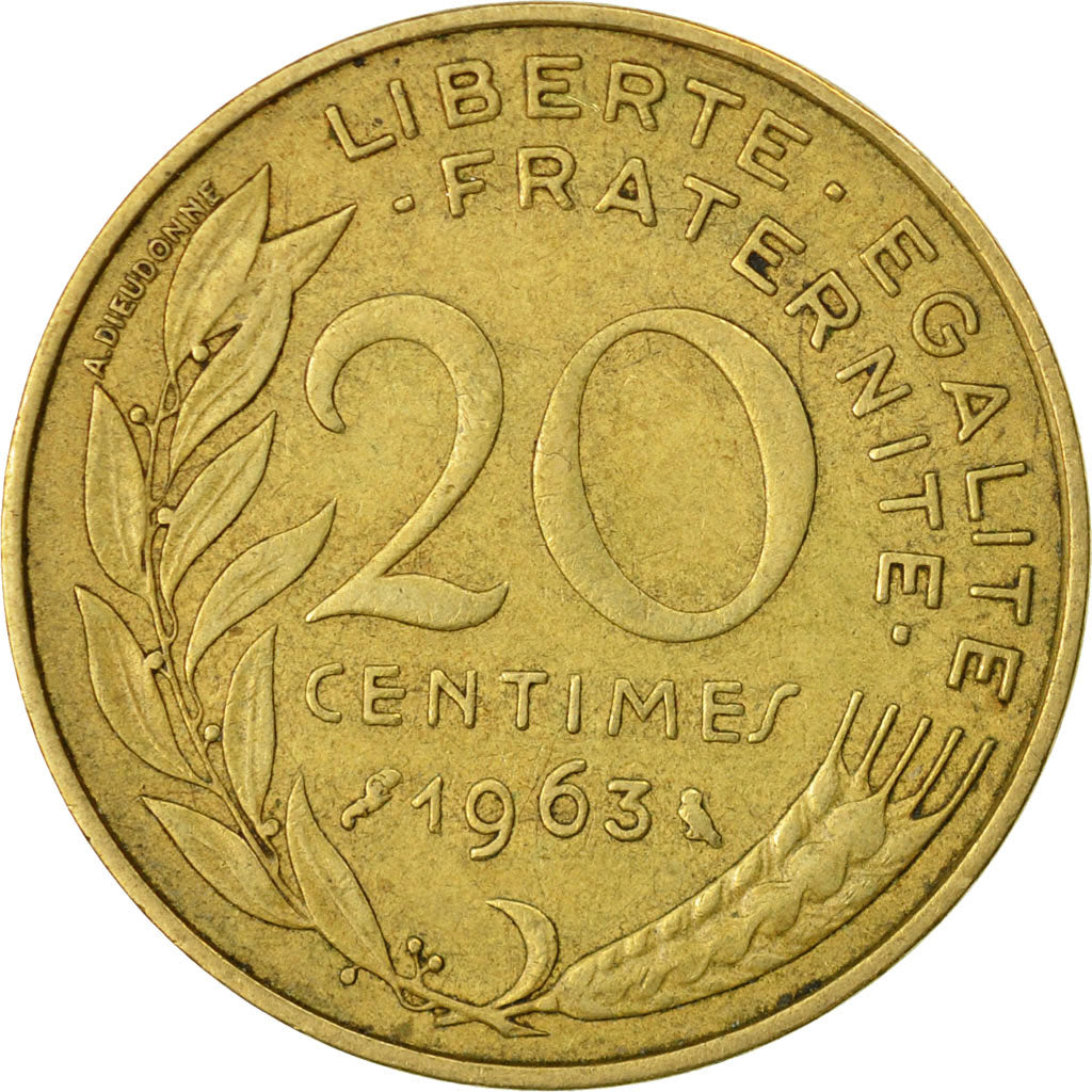 Coin, France, Marianne, 20 Centimes, 1963, Paris, VF(30-35), Aluminum-Bronze