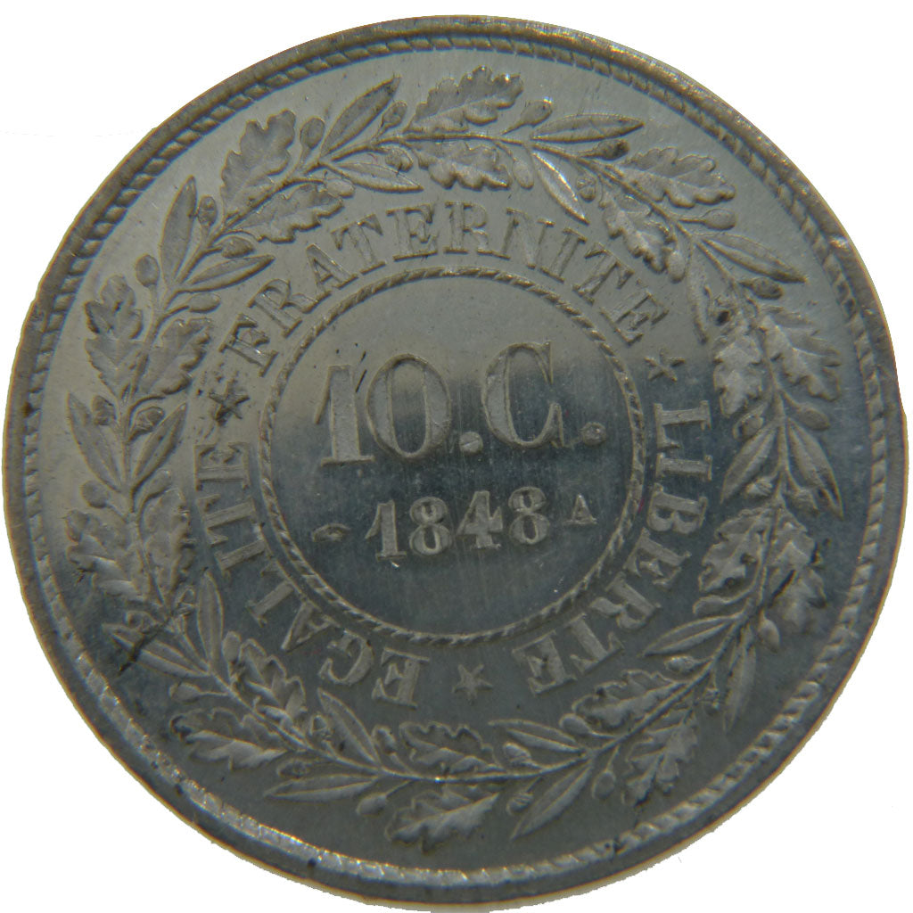 FRANCE, 10 Centimes, 1848, MS(60-62), Pewter, Gadoury #218 A, 8.30