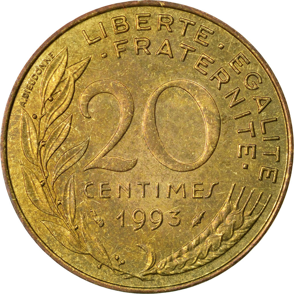 Coin, France, Marianne, 20 Centimes, 1993, Paris, VF(30-35), Aluminum-Bronze