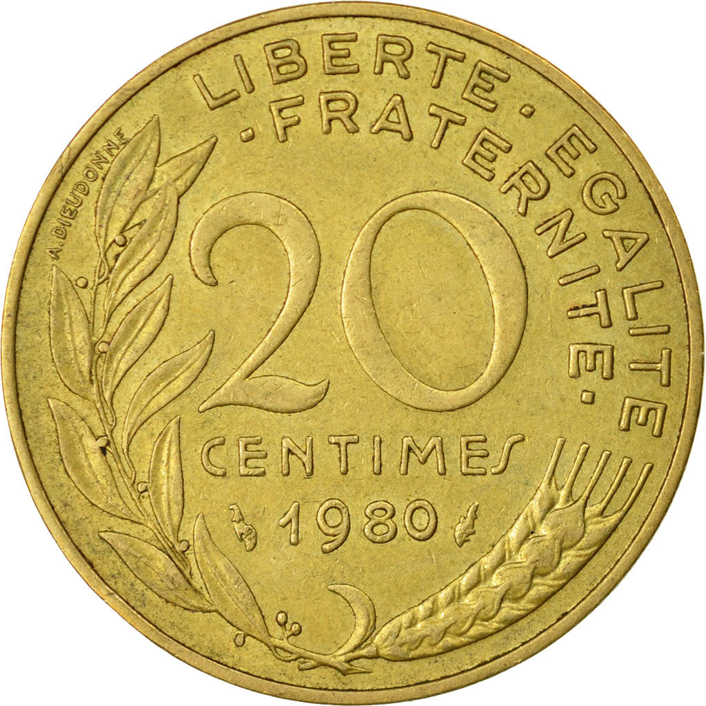 Coin, France, Marianne, 20 Centimes, 1980, Paris, VF(30-35), Aluminum-Bronze