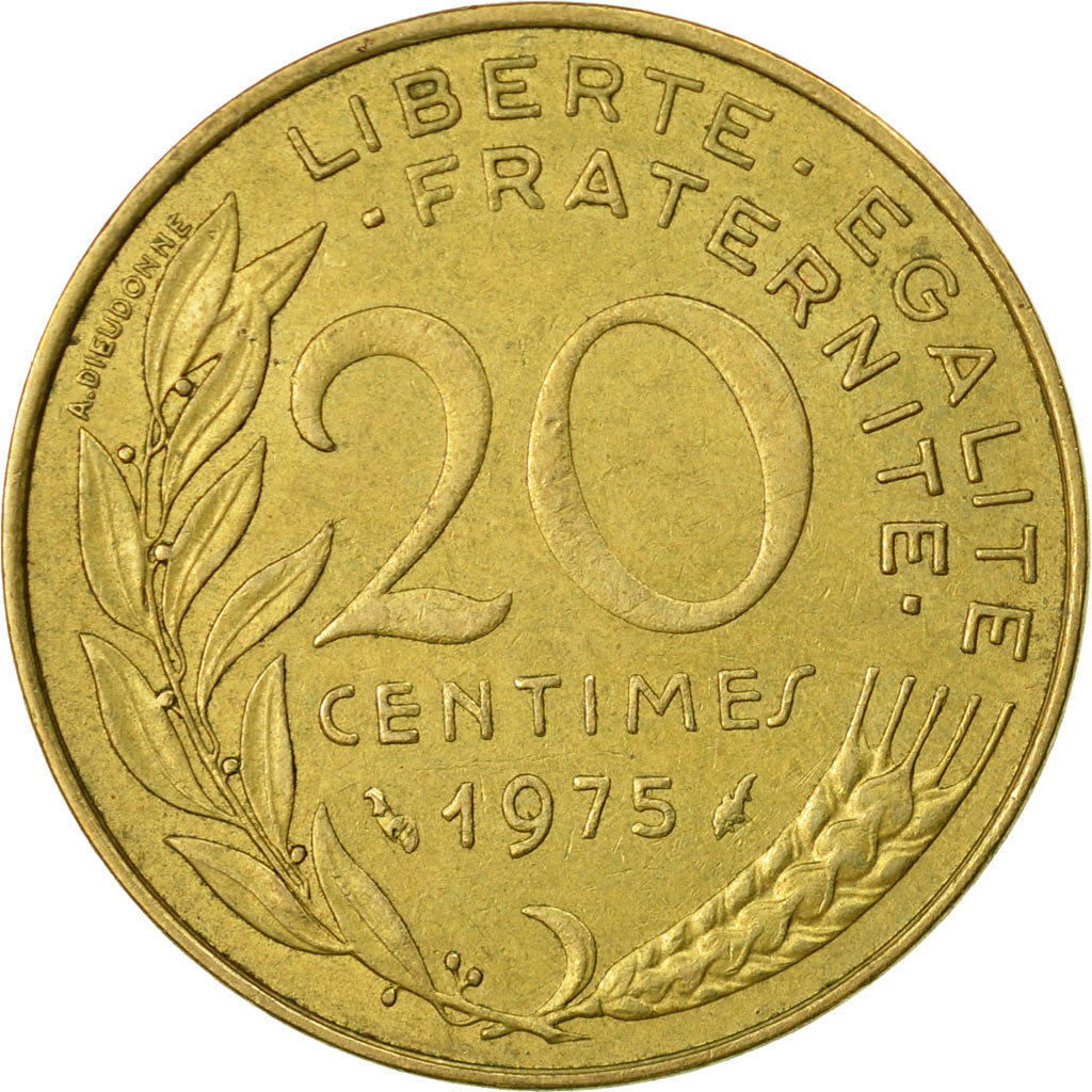 Munten, Frankrijk, Marianne, 20 Centimes, 1975, Paris, ZF, Aluminum-Bronze