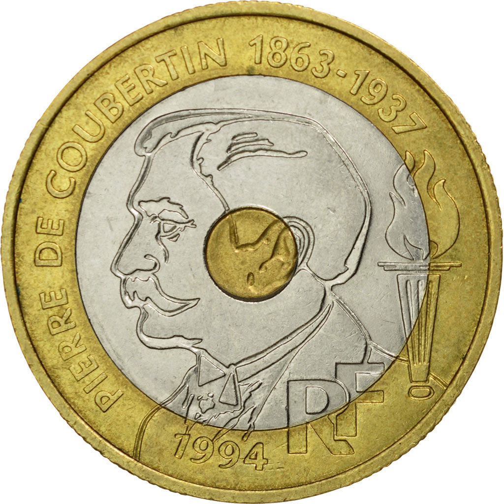 Coin, France, Pierre de Coubertin, 20 Francs, 1994, Paris, VF(30-35)