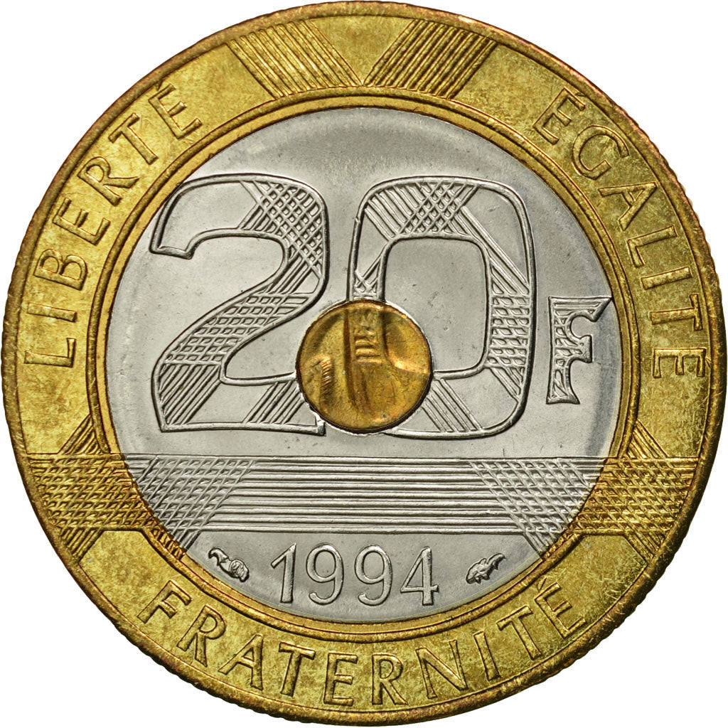 Coin, France, Mont Saint Michel, 20 Francs, 1994, Paris, EF(40-45)