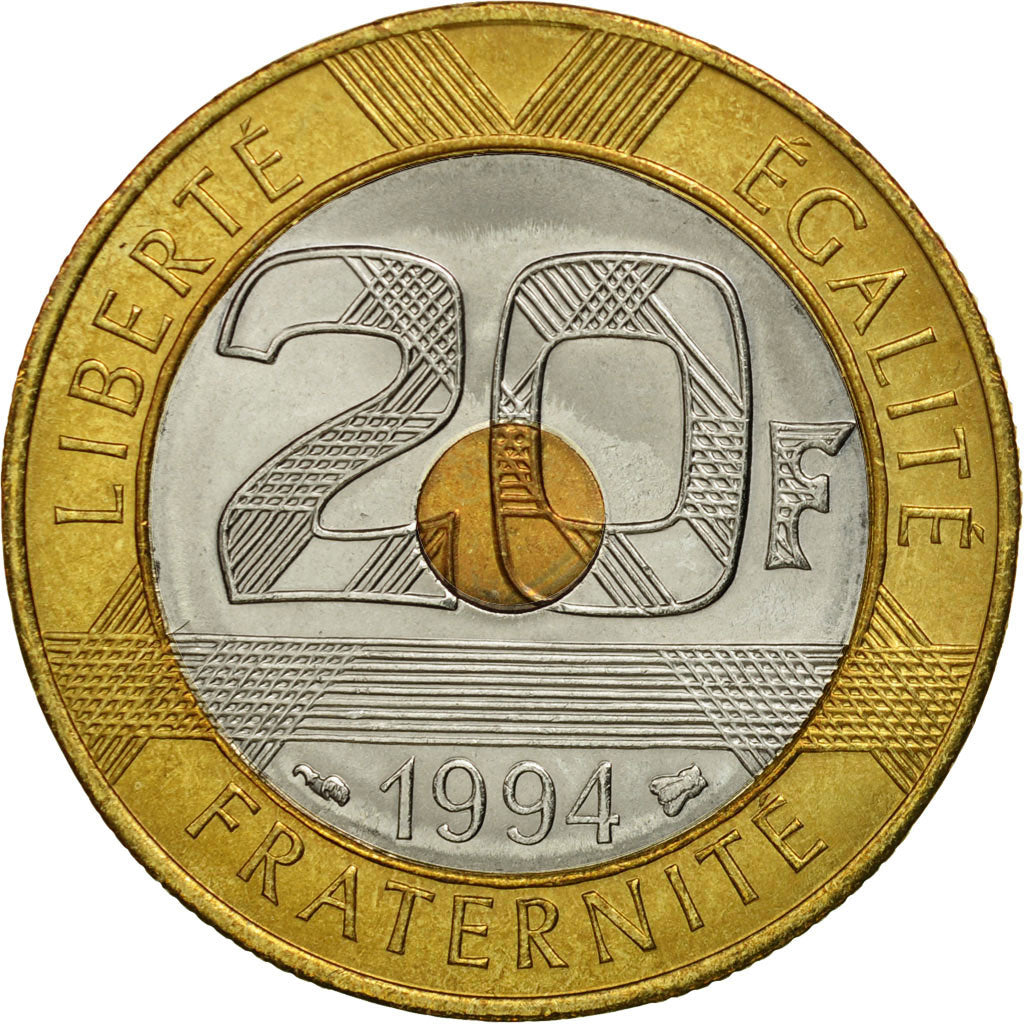 Coin, France, Mont Saint Michel, 20 Francs, 1994, Paris, EF(40-45)