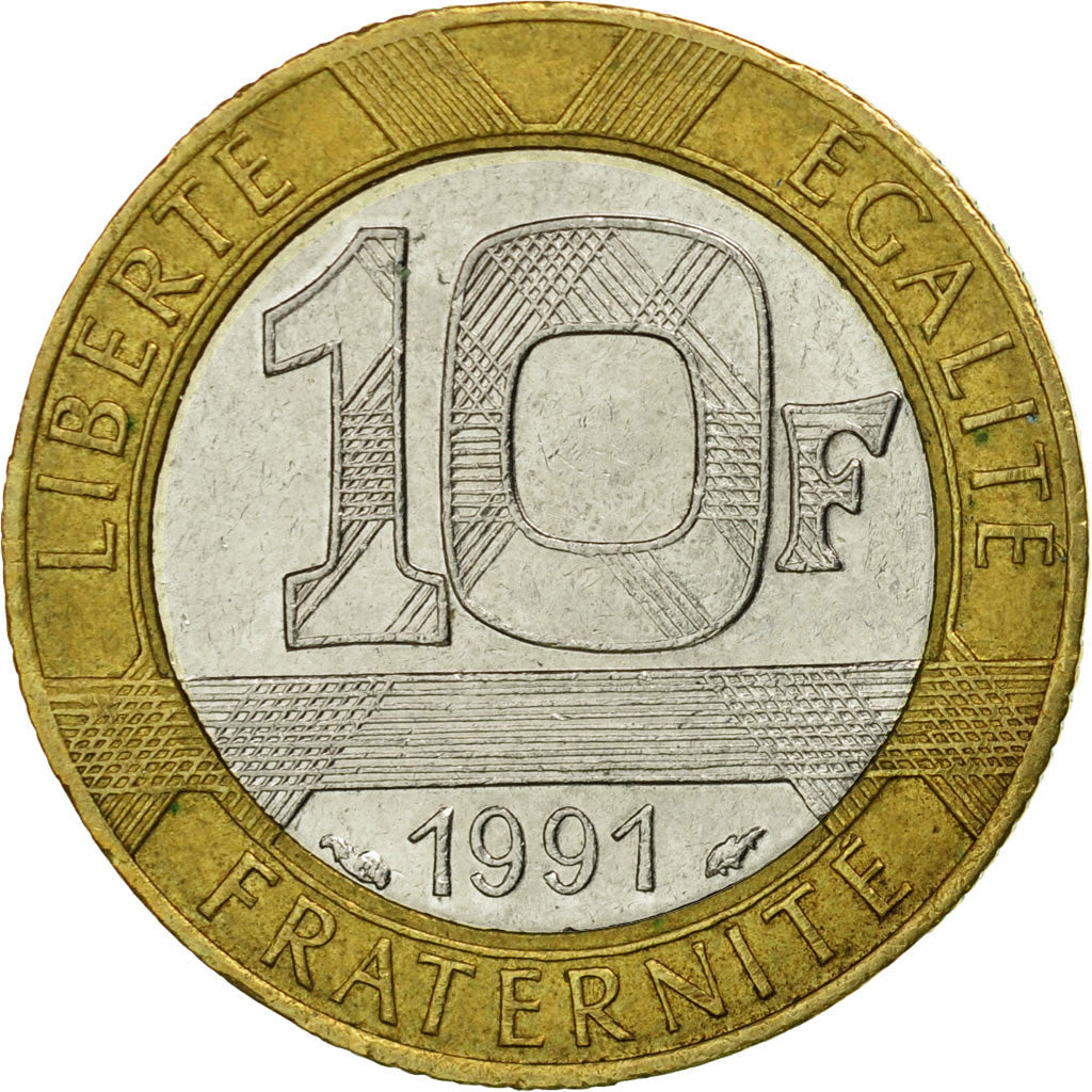 Munten, Frankrijk, Génie, 10 Francs, 1991, Paris, FR+, Bi-Metallic, KM:964.1