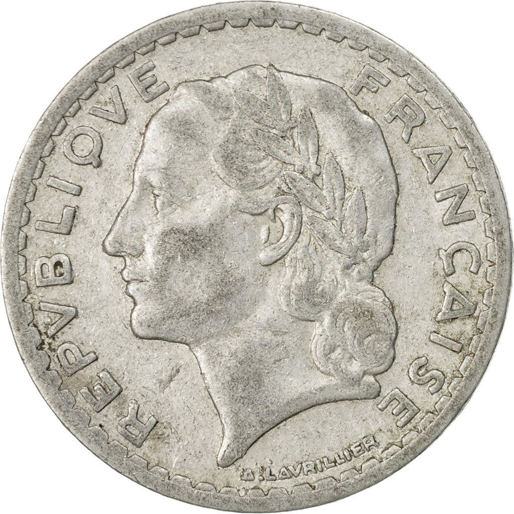 Moneda, Francia, Lavrillier, 5 Francs, 1945, Paris, BC, Aluminio, KM:888b.1, Le