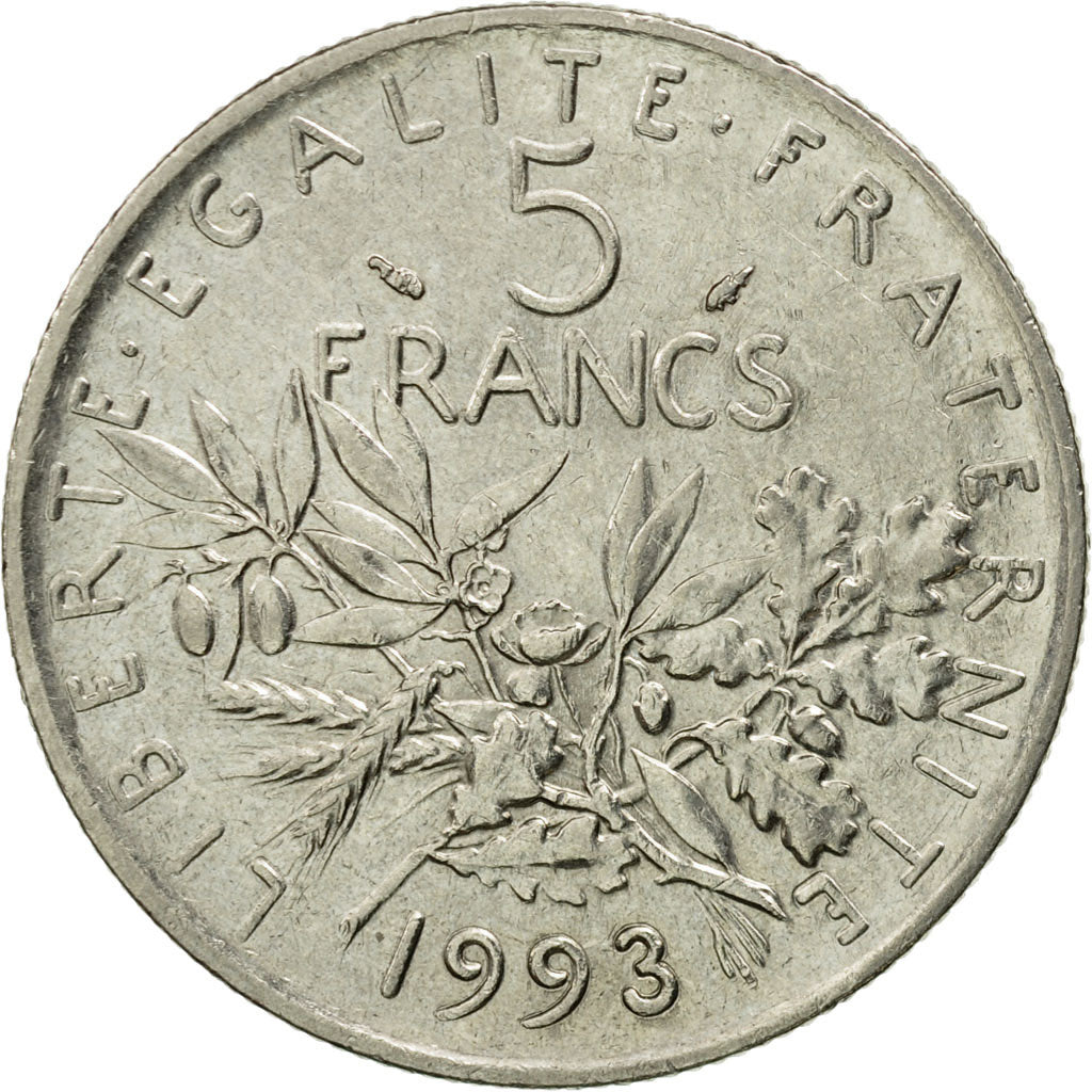 Coin, France, Semeuse, 5 Francs, 1993, Paris, EF(40-45), Nickel Clad