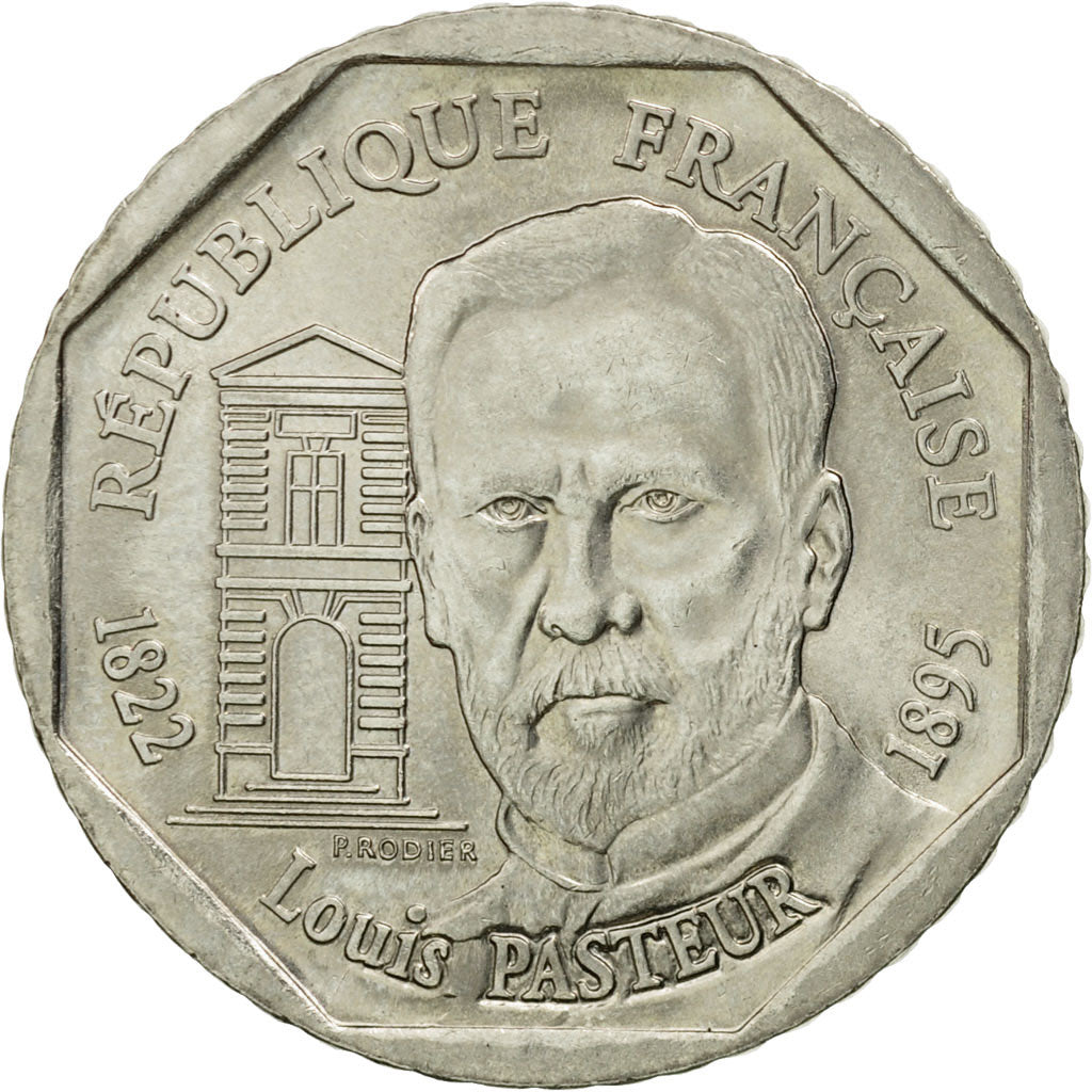 Moneta, Francia, Pasteur, 2 Francs, 1995, Paris, MB+, Nichel, KM:1119, Le