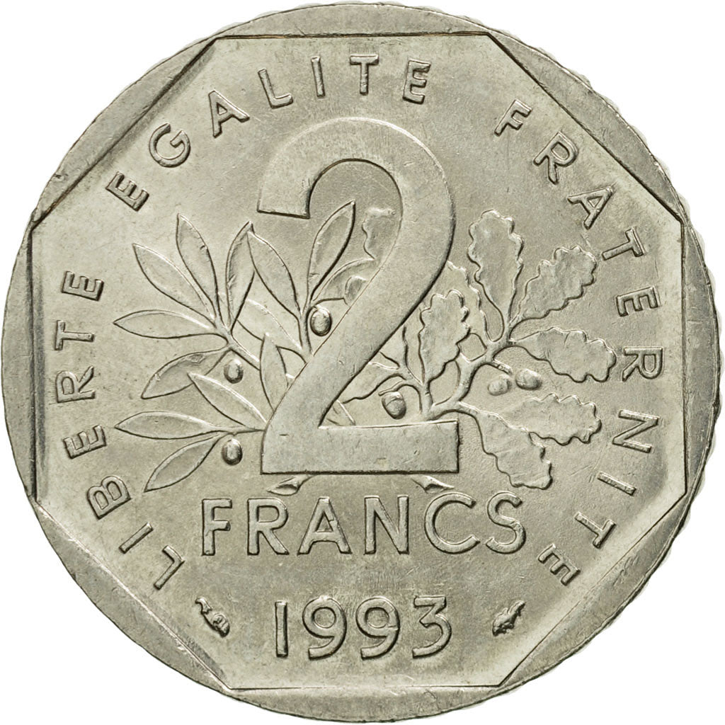 Coin, France, Semeuse, 2 Francs, 1993, Paris, EF(40-45), Nickel, KM:942.2, Le