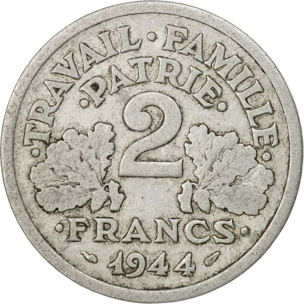 Coin, France, Bazor, 2 Francs, 1944, Castelsarrasin, VF(20-25), Aluminum