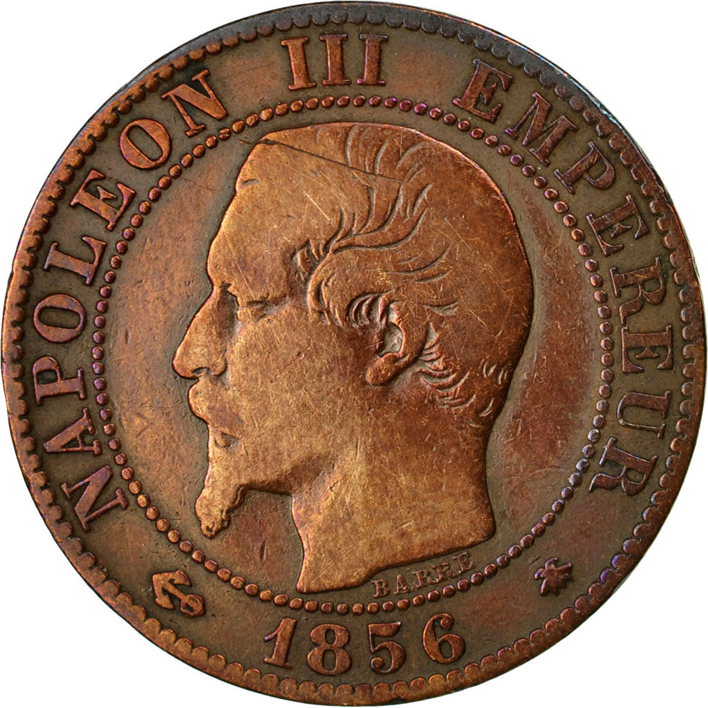 Moneda, Francia, Napoleon III, Napoléon III, 5 Centimes, 1856, Strasbourg, BC+