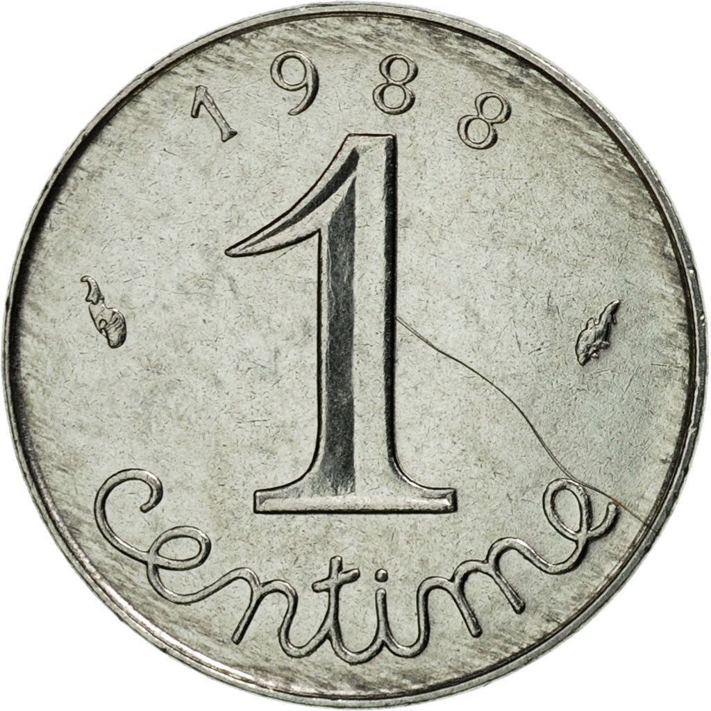 Moneta, Francja, Épi, Centime, 1988, Paris, MS(63), Stal nierdzewna, KM:928, Le