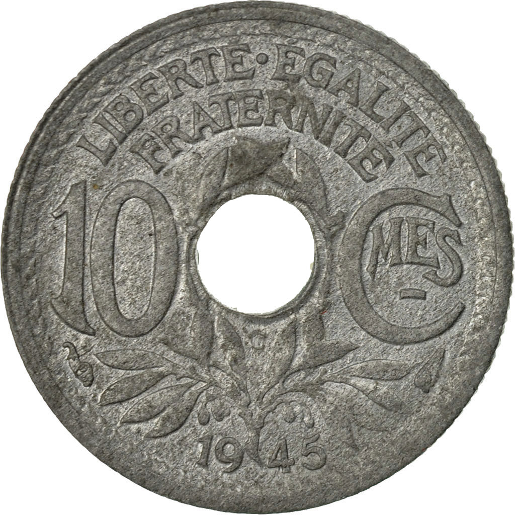 Munten, Frankrijk, Lindauer, 10 Centimes, 1945, Paris, FR+, Zinc, KM:906.1, Le