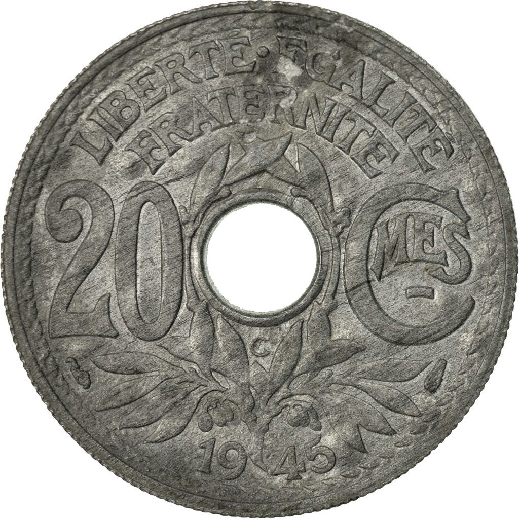 Coin, France, Lindauer, 20 Centimes, 1945, Castelsarrasin, VF(30-35), Zinc