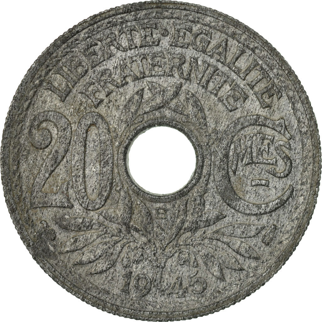 Coin, France, Lindauer, 20 Centimes, 1945, Beaumont - Le Roger, VF(20-25), Zinc