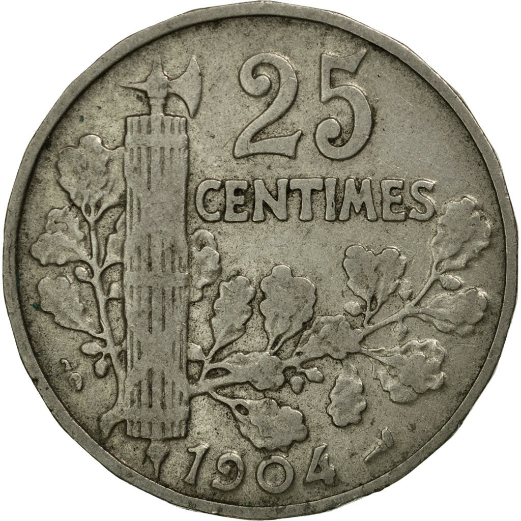 Coin, France, Patey, 25 Centimes, 1904, VF(30-35), Nickel, KM:856, Le