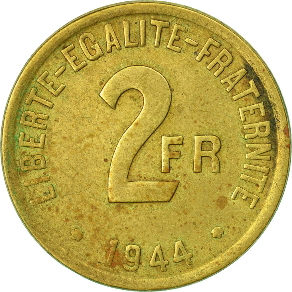 Monnaie, France, France Libre, 2 Francs, 1944, Philadelphie, TB, Laiton, KM:905