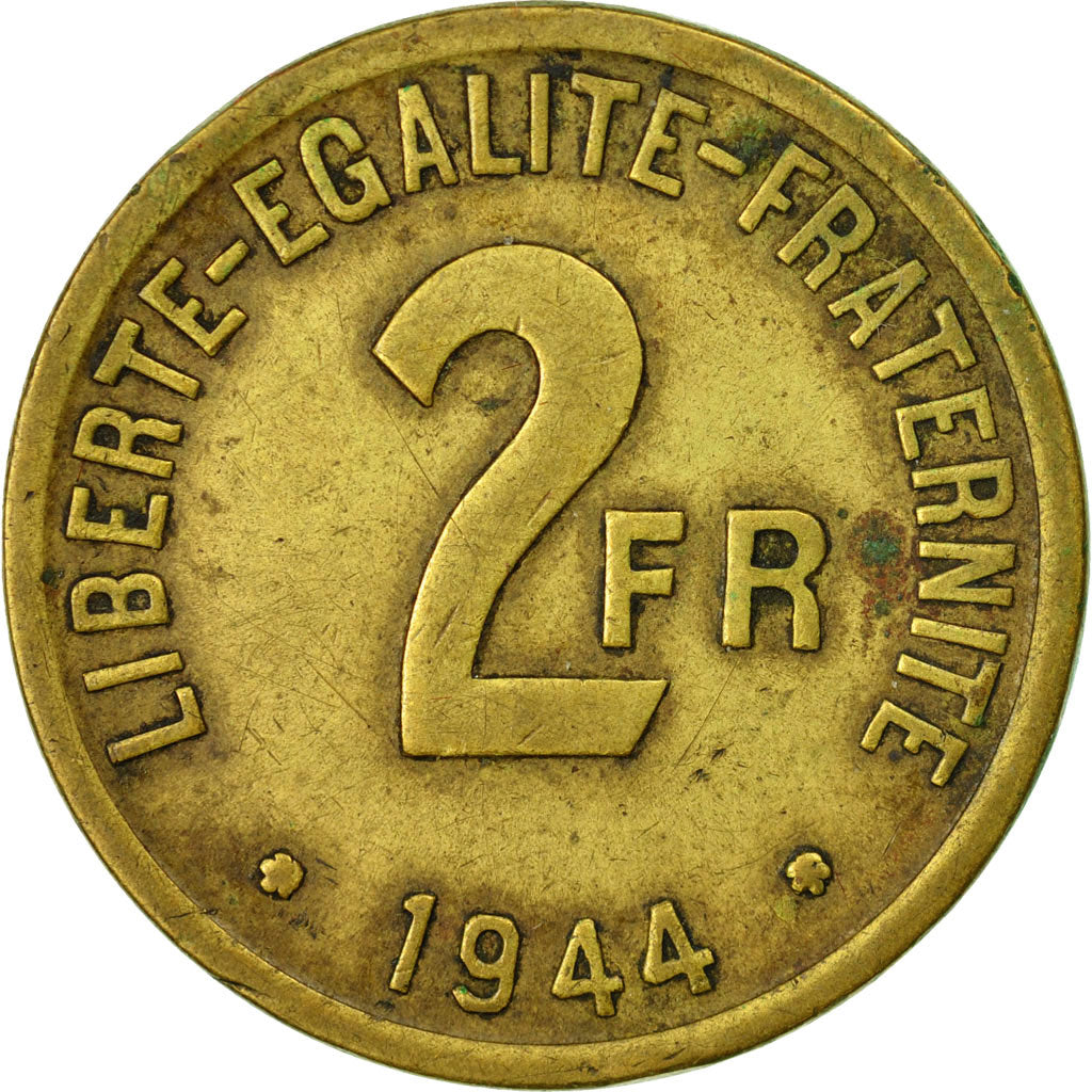 Moneta, Francia, France Libre, 2 Francs, 1944, Philadelphia, MB+, Ottone