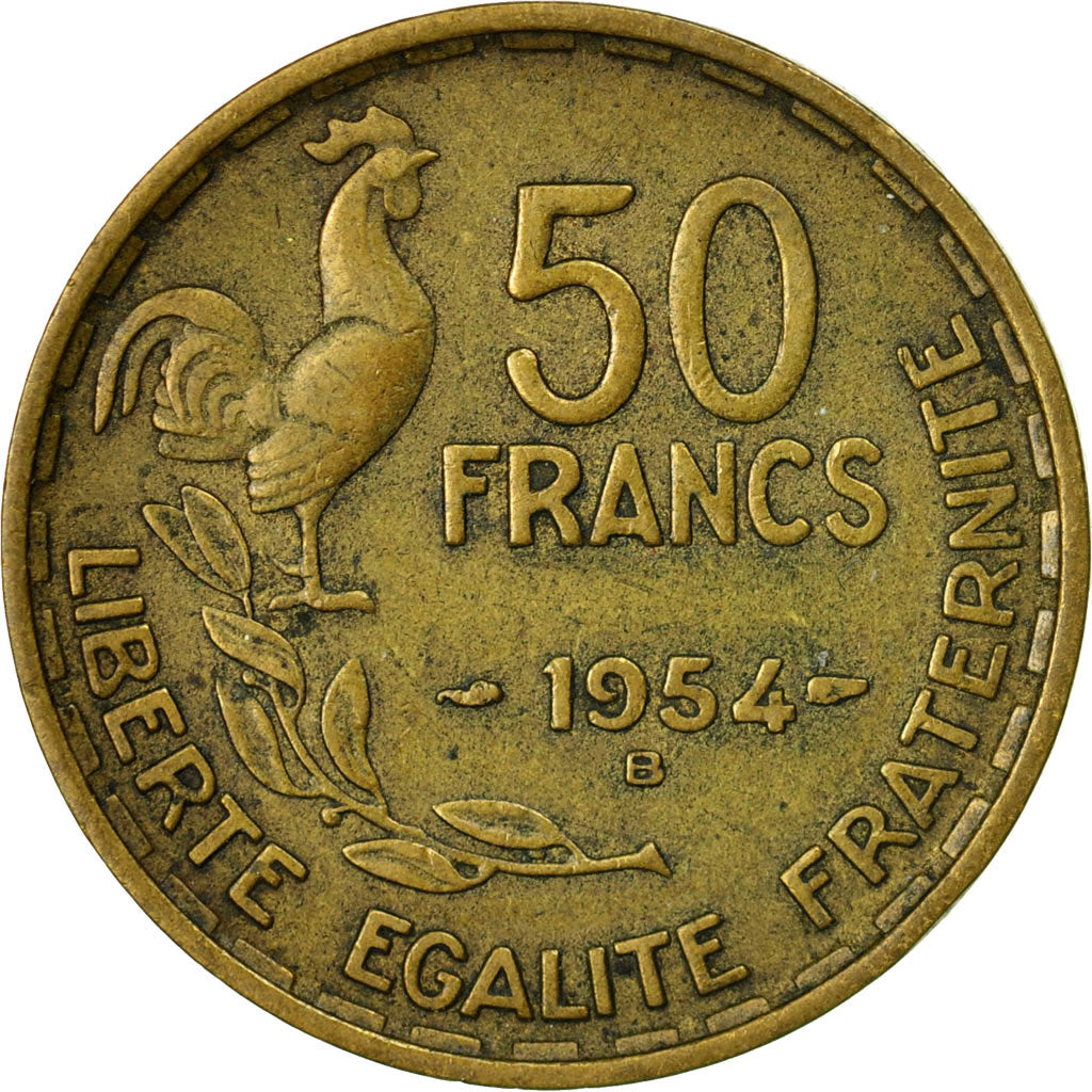 Coin, France, Guiraud, 50 Francs, 1954, Beaumont - Le Roger, VF(20-25)