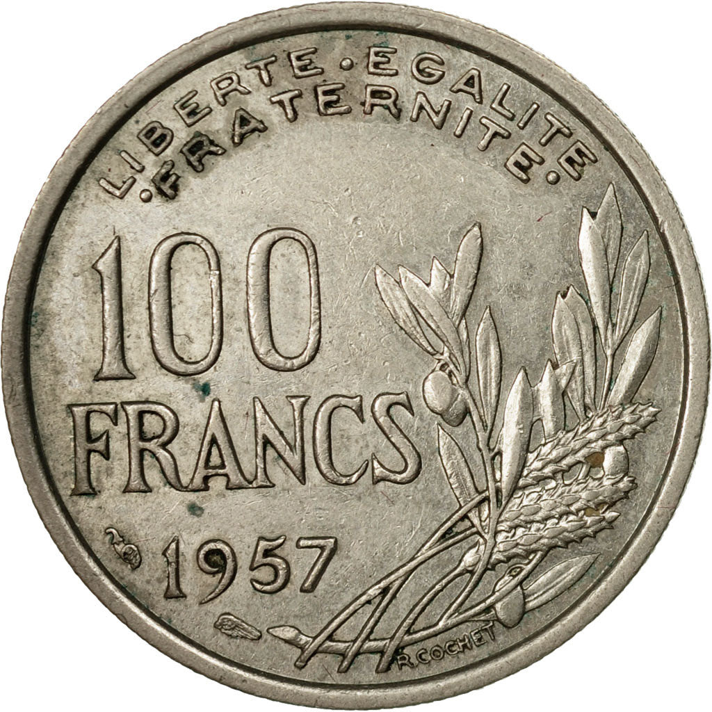 Münze, Frankreich, Cochet, 100 Francs, 1957, SS, Copper-nickel, KM:919.1, Le
