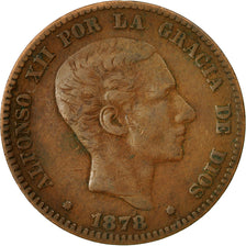 Coin, Spain, Alfonso XII, 10 Centimos, 1878, Madrid, EF(40-45), Bronze, KM:675