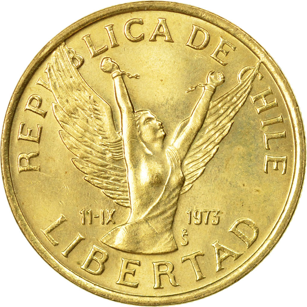 Coin, Chile, 10 Pesos, 1982, Santiago, AU(55-58), Aluminum-Bronze, KM:218.1
