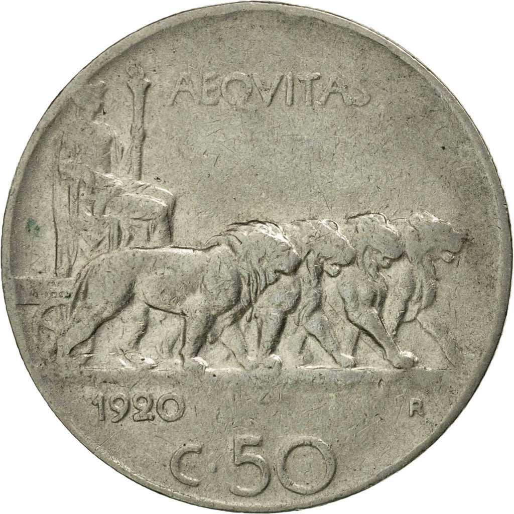 Coin, Italy, Vittorio Emanuele III, 50 Centesimi, 1920, Rome, EF(40-45), Nickel